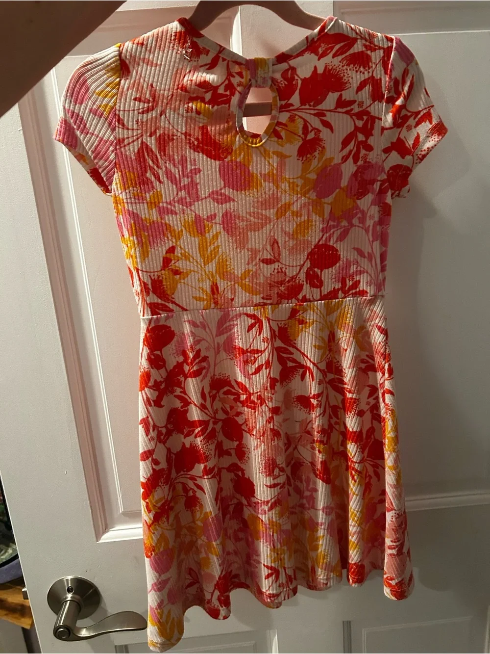 btween Pink, Coral & Yellow Floral Ribbed Knit Dress
